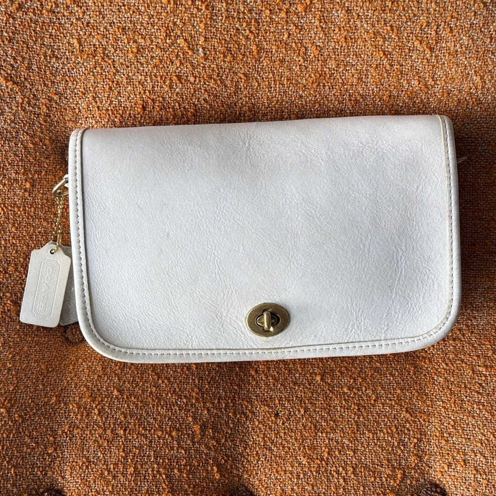 White/bone Vintage Coach convertible clutch shoulder bag